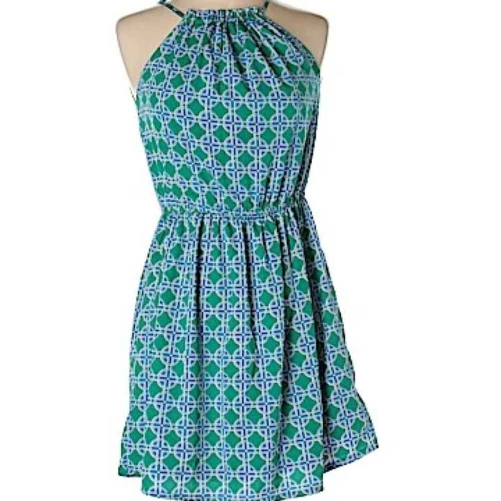 Keyhole Back Printed Sleeveless Dress